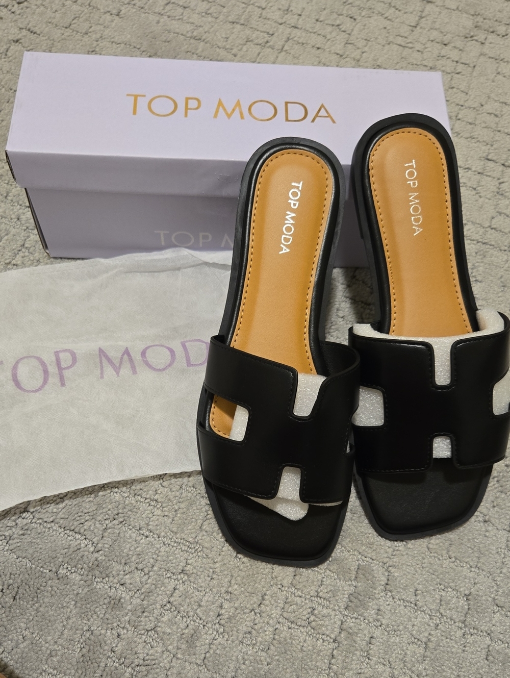 Top Moda Black Slides NWT